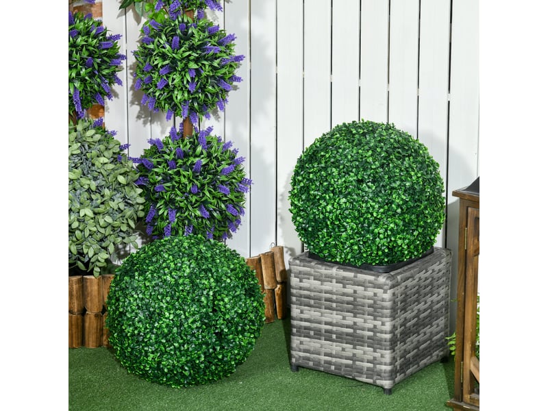  Lot de 2 boules de buis, plantes artificielles vertes avec protection uv, idéales pour l'intérieur et l'extérieur.  - Conforama D