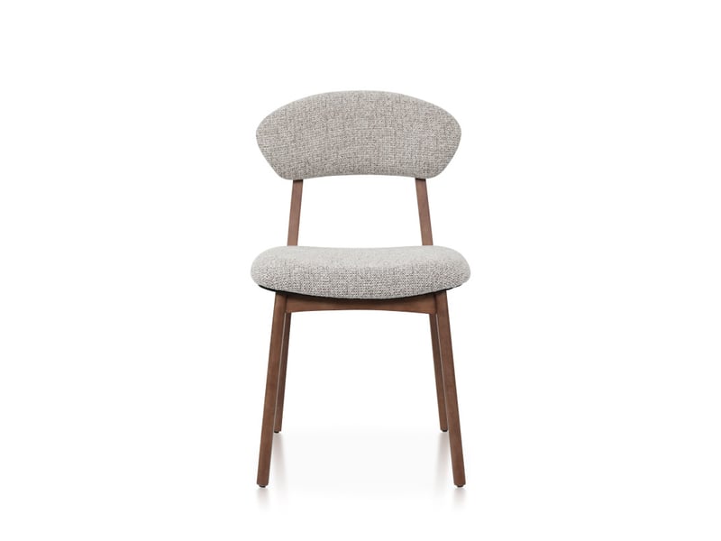  Chaise lina en bois aspect noyer et tissu brun chiné rembourré  - Conforama B