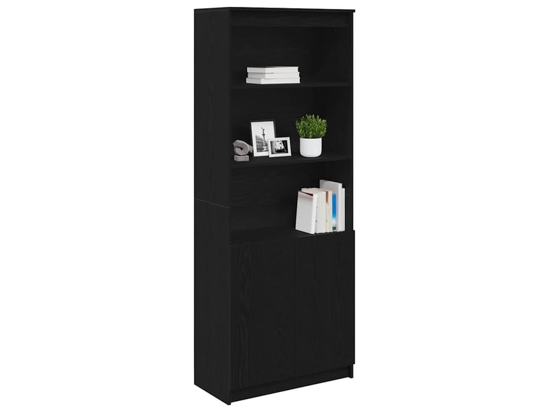  Buffet haut - bahut - meuble de rangement chêne noir 70x35x180 cm bois d'ingénierie  - Conforama D