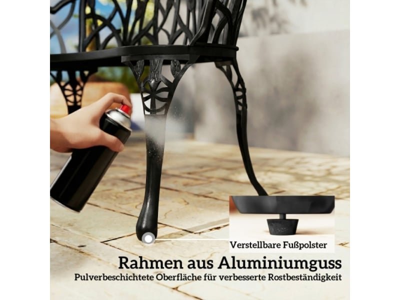  Banc de jardin 2 places en aluminium moulé, résistant aux intempéries, motif tulipes, 99x57x78 cm  - Conforama E