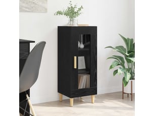 Buffet - bahut - meuble de rangement chêne noir 34,5 x 32,5 x 90 cm bois d'ingénierie
