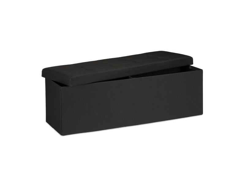  Pouf de rangement pliant assise rembourrée 38 x 114 x 38 cm pour salon chambre en lin noir 13_0005138  - Conforama B