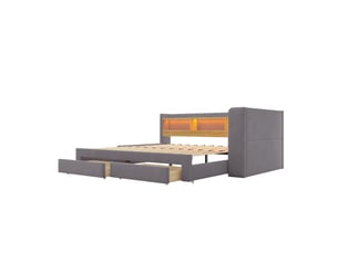 Lit coffre 90x200 cm <strong>OOIILLEE</strong>  <strong></strong> coloris gris
