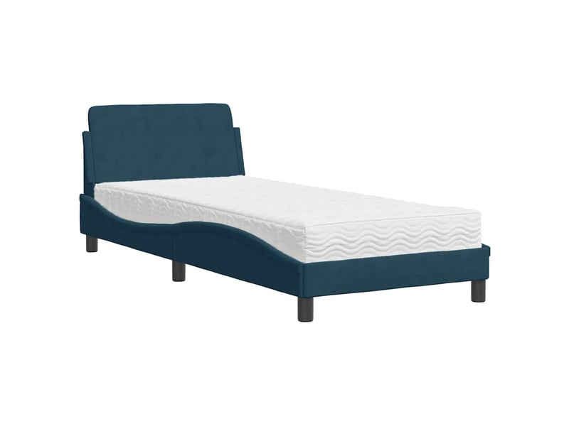  Lit simple- lit adulte -  lit avec matelas dover bleu 80x200 cm velours  - Conforama B