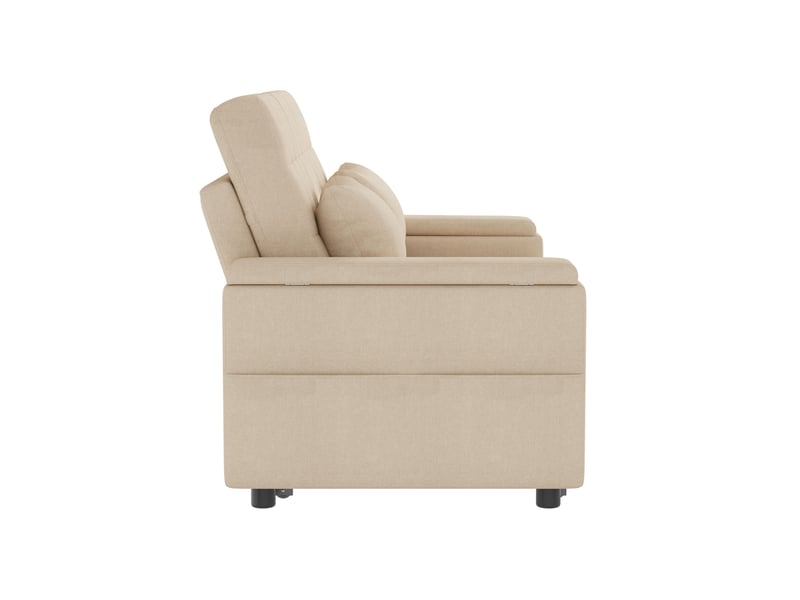  Canapé convertible 2 places beige avec rangement intégré et dos réglable pour salon  - Conforama R