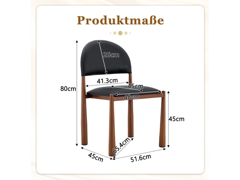  Lot de 2 chaises de salle a manger noires avec dossier semi-circulaire en polyurethane et pieds en metal  - Conforama C
