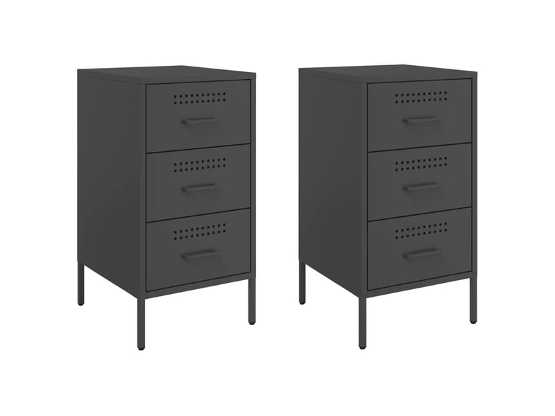 Lot de 2 tables de chevet - cabinet de chevet - table de nuit noir 36x39x68 cm acier - Conforama A