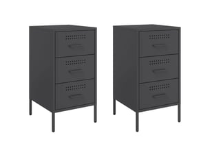Lot de 2 tables de chevet - cabinet de chevet - table de nuit noir 36x39x68 cm acier