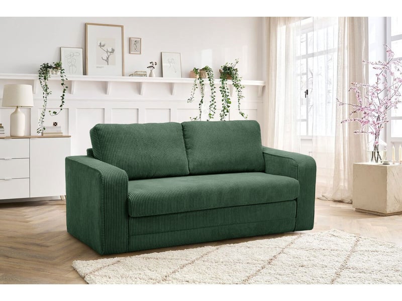  Bobochic canapé droit convertible déplimousse come velours côtelé vert COME - Conforama D