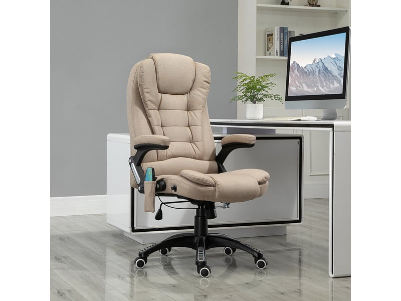  Fauteuil de massage chauffant, chaise de bureau ergonomique, réglable en hauteur, 68 cm (l) x 72 cm (l) x 110-120 cm (h), marron  - Conforama C