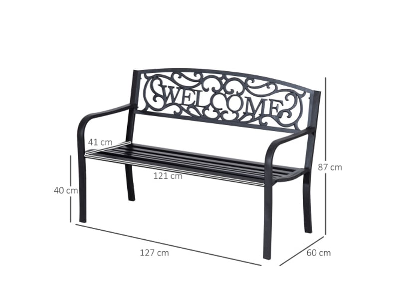  Banc de jardin 2 places en métal, robuste, design élégant, pour jardin et terrasse  - Conforama C