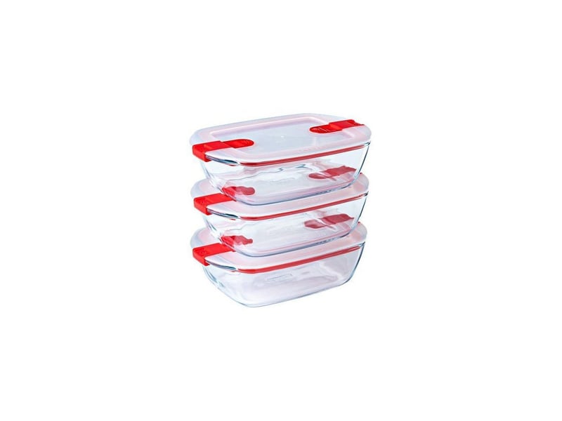  Boites repas en verre pyrex cook heat 3x1,1 l rectangulaires avec couvercles micro-ondes hermetiques AUC1689317238773 - Conforama D