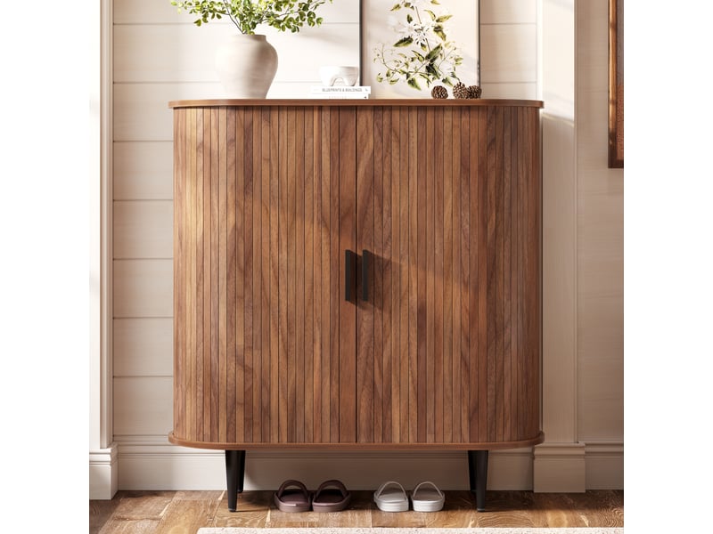  Meuble à chaussures à portes coulissantes, naturel, 85 x 40 x 93 cm  - Conforama B