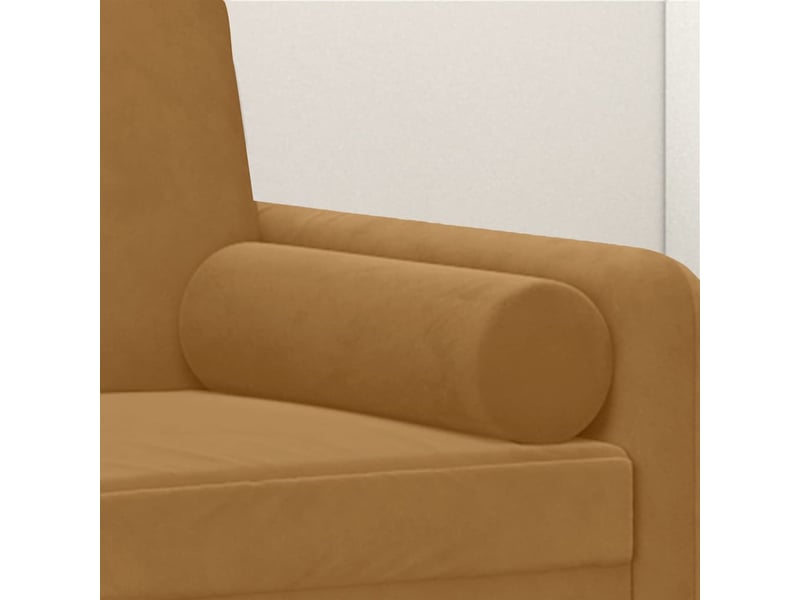 Lot de 2 coussins décoratifs marron ø15x50 cm velours cf60878  - Conforama E