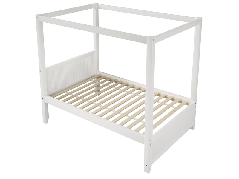  Lit d'enfant 90 x 200 cm, avec cadre supérieur et persiennes verticales à la tête et au pied du lit, blanc  - Conforama E