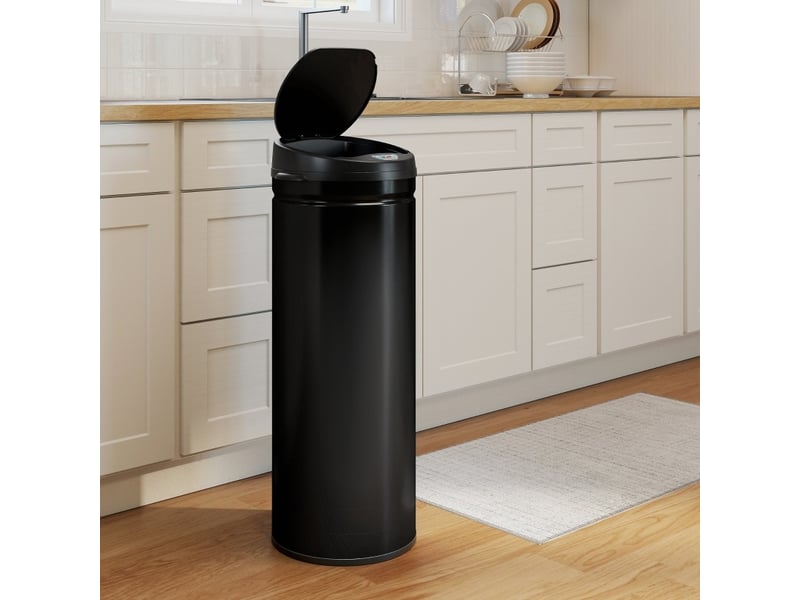  Poubelle à capteur 50 l 30,5x30,5x85 cm – noire – acier inoxydable, ouverture sans contact  - Conforama B