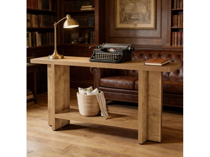  Console de couloir avec 2 étagères et espace ouvert style farmhouse pour entrée, salon en mdf marron 150 × 30 × 80 cm  - Conforama C