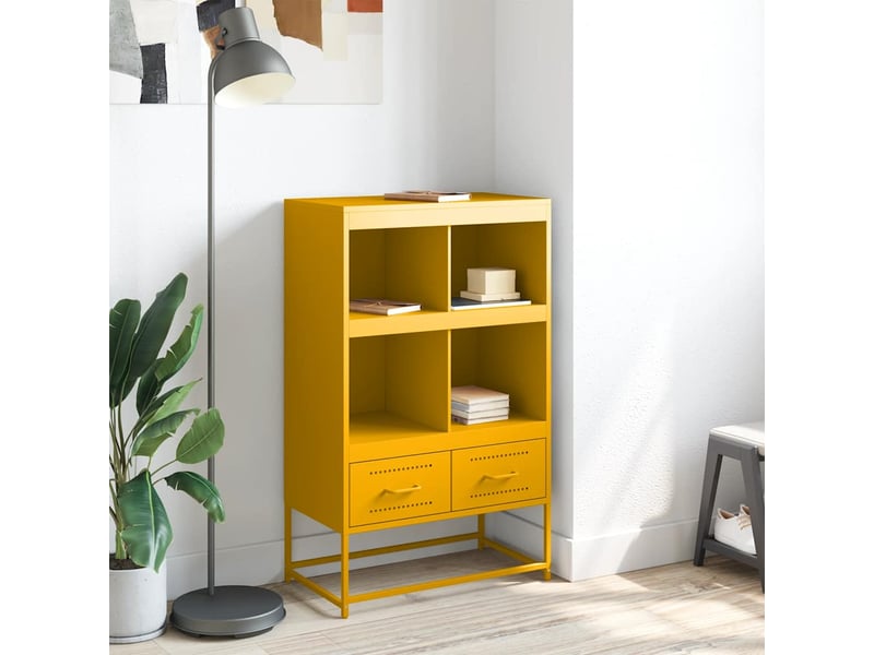  Buffet haut - bahut - meuble de rangement jaune moutarde 68x39x111,5 cm acier  - Conforama C