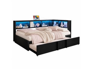 Lit gigogne 90x200 cm HAVRYA coloris noir