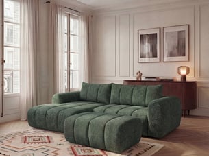 Canapé d'angle gauche fixe BOBOCHIC NESTY 3 places Tissu Vert foncé