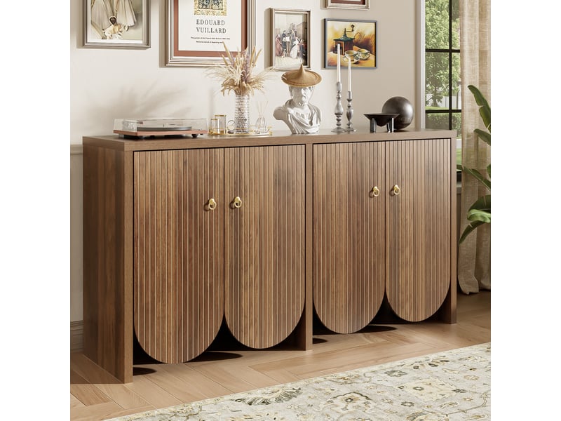  Buffet bas 147x40x80 cm avec 4 portes et tablettes, mdf finition noyer  - Conforama W