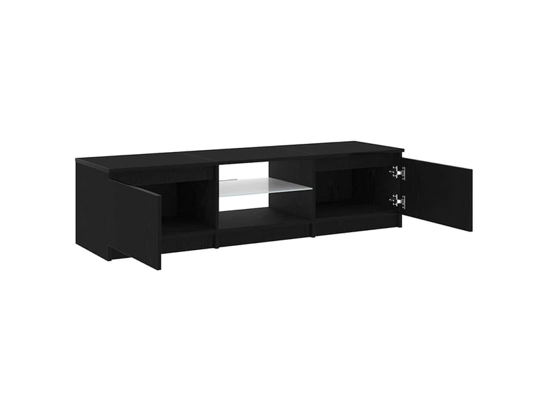  Meuble tv - banc tv - meuble de rangement 140 x 38,5 x 36 cm chêne noir bois d'ingénierie  - Conforama E