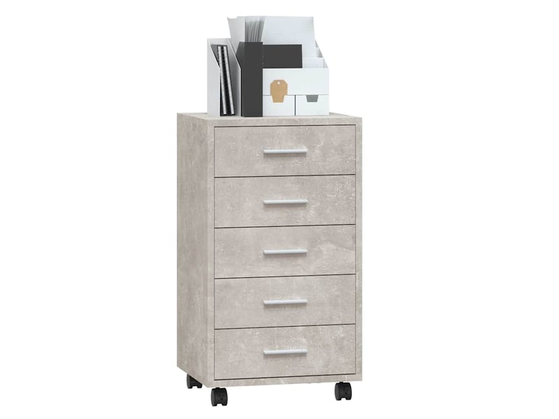  Armoire de rangement bureau, armoire à tiroirs avec roulettes gris béton bois d'ingénierie  - Conforama D