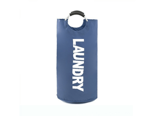 Panier à linge sale pliable avec poignée rembourrée, 90 litres, bleu marine, 38 x 79 cm