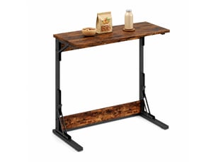 Table d'appoint en c pliable 60 x 37 x 71 cm, métal noir et brun rustique