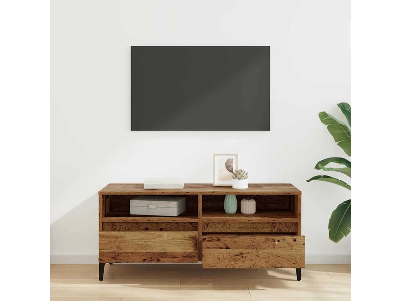  Meuble tv - banc tv - meuble de rangement avec tiroir bois ancien 100 x 34,5 x 44,5 cm  - Conforama D
