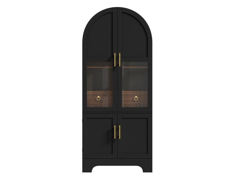  Buffet haut avec 4 portes, tiroir et led 76x40x180 cm, noir  - Conforama A