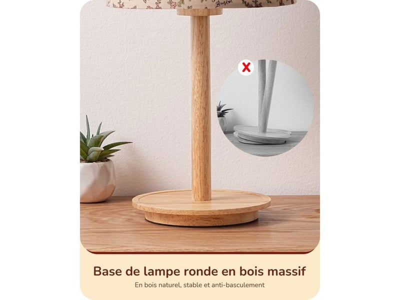  Lampe de chevet french bloom bois massif tissu floral 2700k e27 370618_AACPI14352_6_DROPFR - Conforama C