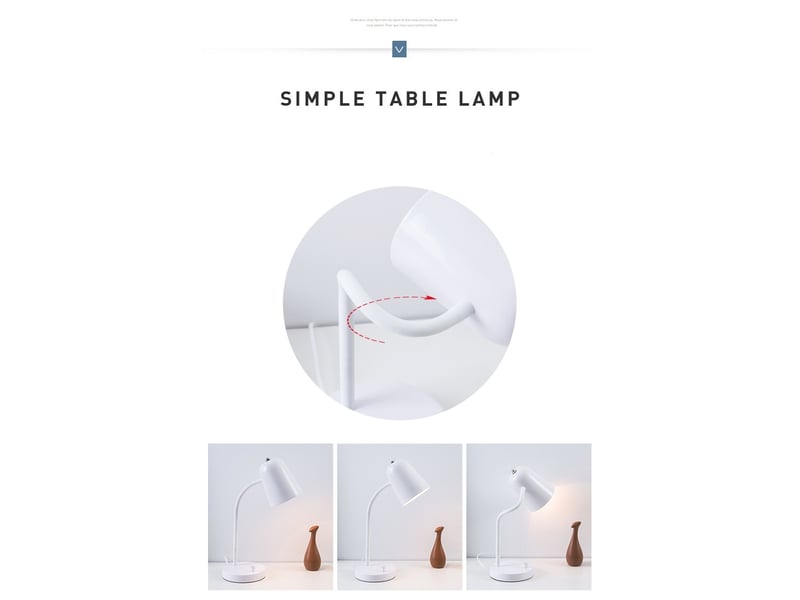  Lampe de bureau orientable pour bureau à domicile avec interrupteur à câble lecture blanc  - Conforama E