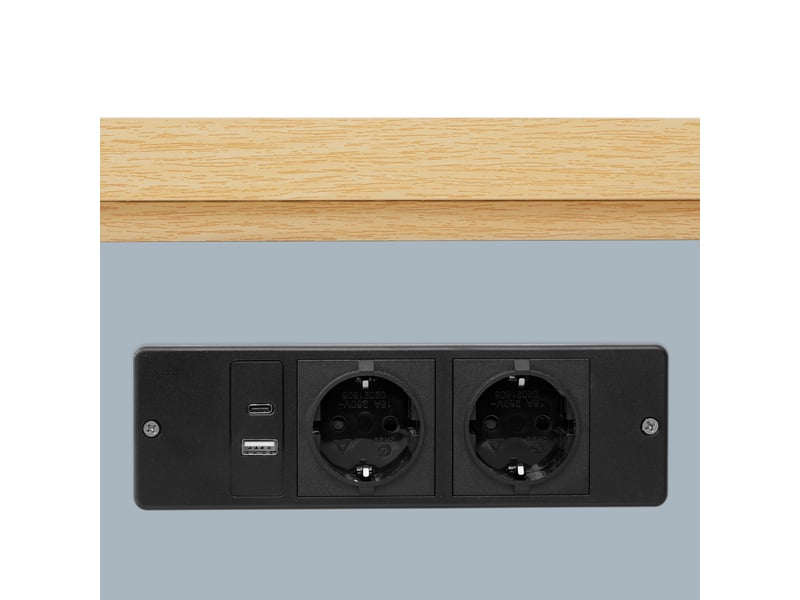 Îlot de cuisine sur roulettes avec éclairage led – table extensible et équipé de prises électriques, mdf bleu  - Conforama R