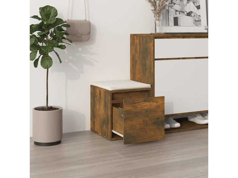  Boîte de rangement bureau chêne fumé 40,5x40x40 cm bois d'ingénierie  - Conforama C
