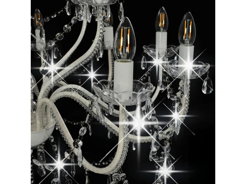  Lustre classique 80 x 74 cm ambiance élégante 15 ampoules e14 en métal blanc 02_0046418  - Conforama E