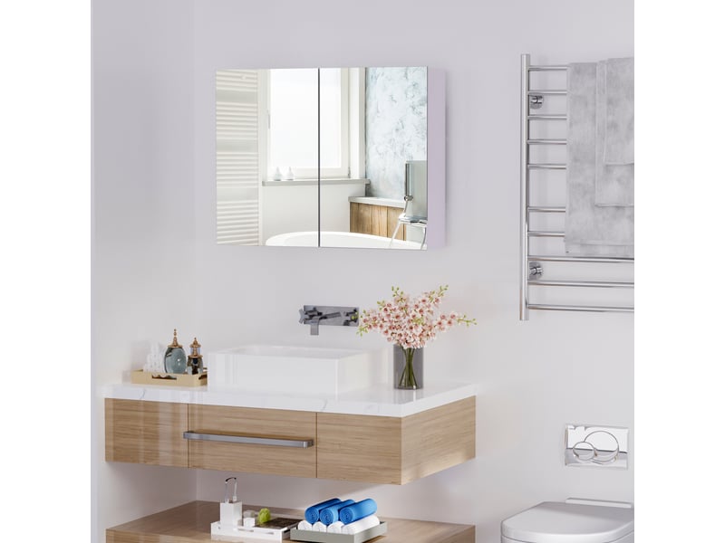  Armoire de toilette murale avec miroir en mdf blanc  - Conforama B