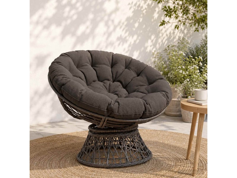 Coussin de chaise papasan, coussin d'assise vianen 100 % polyester anthracite cf54221  - Conforama B