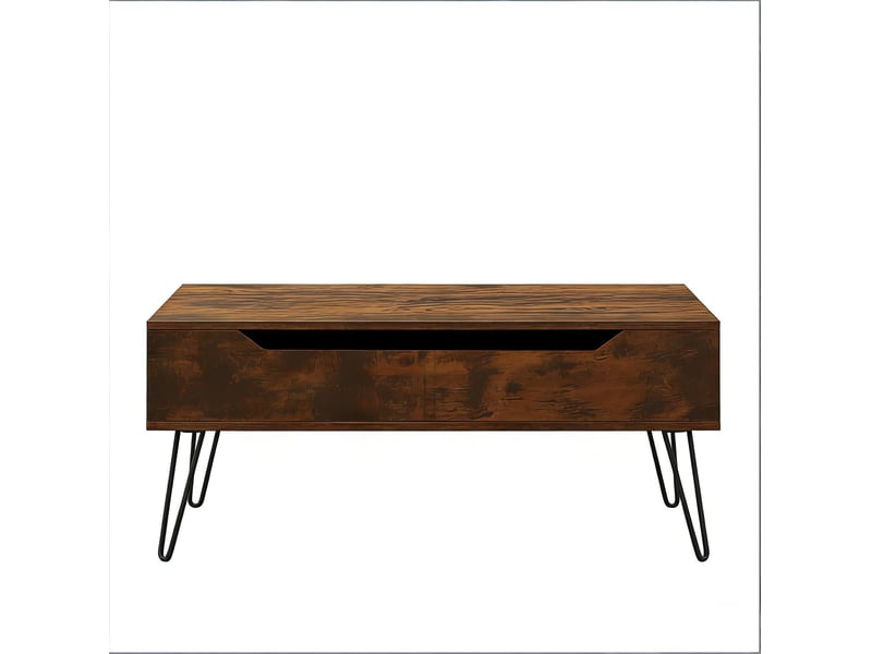  Table basse relevable vintage 95x50 cm – marron rustique – plateau relevable avec rangement discret  - Conforama A