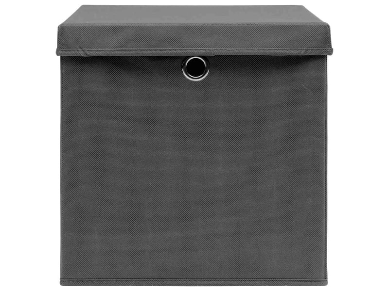  Boîtes de rangement avec couvercle 10 pcs gris 32x32x32cm tissu  - Conforama D