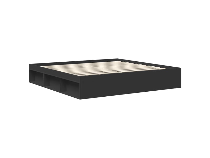  Lit double- lit adulte -  cadre de lit noir 200 x 200 cm bois de pin massif  - Conforama D