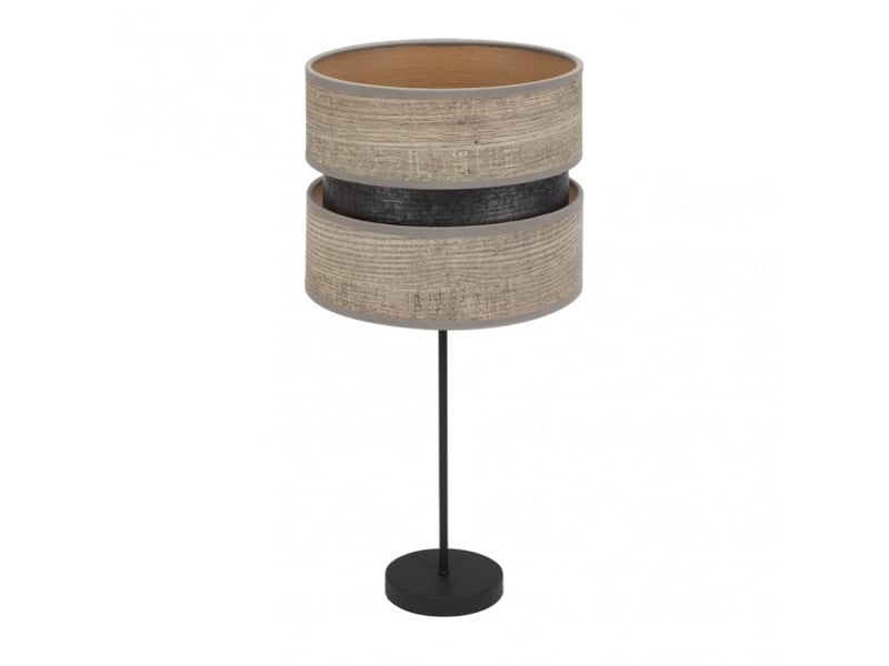  Fabrilamp colet grande lampe à poser noire effet bois gris en métal et textile, 1 x e27, 61 cm 175671183 - Conforama A