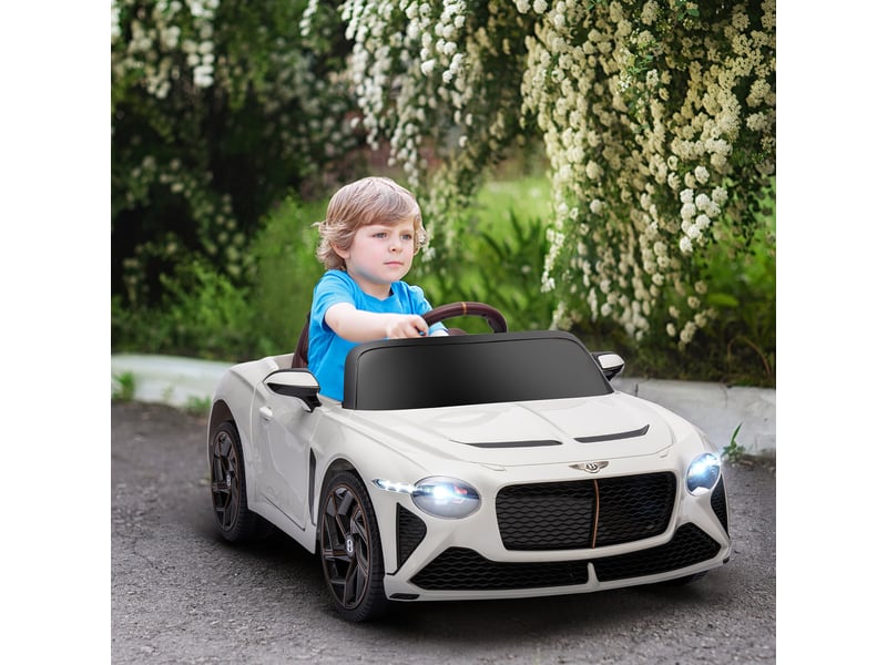  Voiture électrique pour enfant de 3 à 5 ans 2 moteurs 12v 25w 3-5 kmh télécommande 2,4g bentley bacalar blanc  - Conforama C