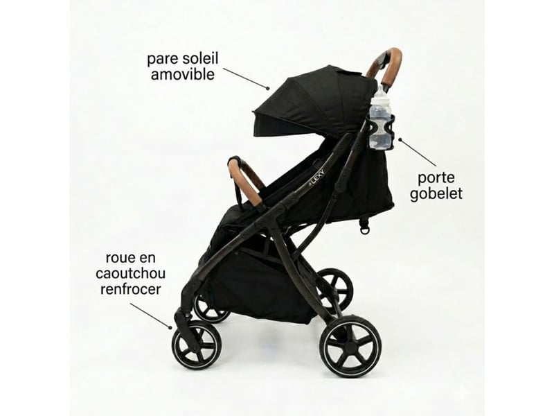 Poussette lexy beige compacte 4 roues une main pliage trolley inclinaison 0-22 kg habillage pluie 506LEXY-BEIGE - Conforama D