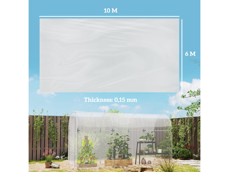  Bâche pour serre bâche plastique transparente 6 x 10 m imperméable résistante aux uv polyéthylène 150gm² transparent  - Conforama E