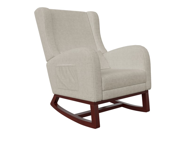  Fauteuil à bascule - 67 x 98 x 99 cm - beige - en tissu velours mat - chaise à bascule avec repose-pieds et pieds en bois  - Conforama A