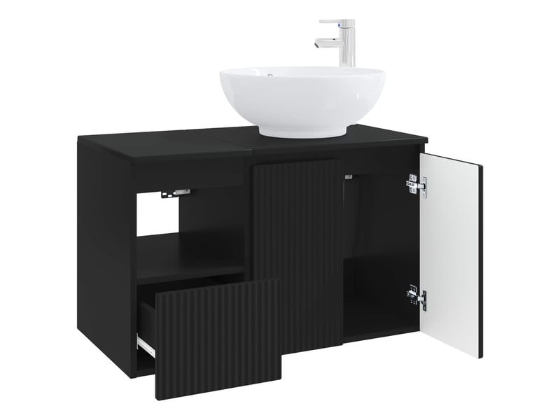  Ensemble de mobilier de salle de bain 2 pc noir cf64178  - Conforama D