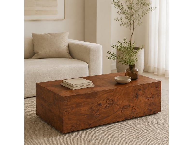  Table basse minimaliste moderne, mdf effet bois naturel, 90 × 50 × 30 cm, surface facile d’entretien  - Conforama E