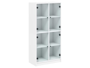 Buffet haut - bahut - meuble de rangement avec portes blanc 68x37x142 cm bois d'ingénierie