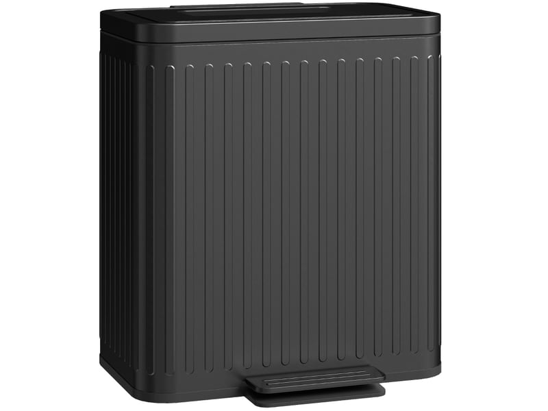  Poubelle de cuisine 2 x 20 l noire en métal et plastique, pédale et bacs amovibles pour le tri des déchets  - Conforama A